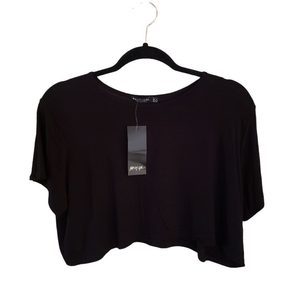 Nasty Gal Collection Jersey Basic Black Cropped T-Shirt